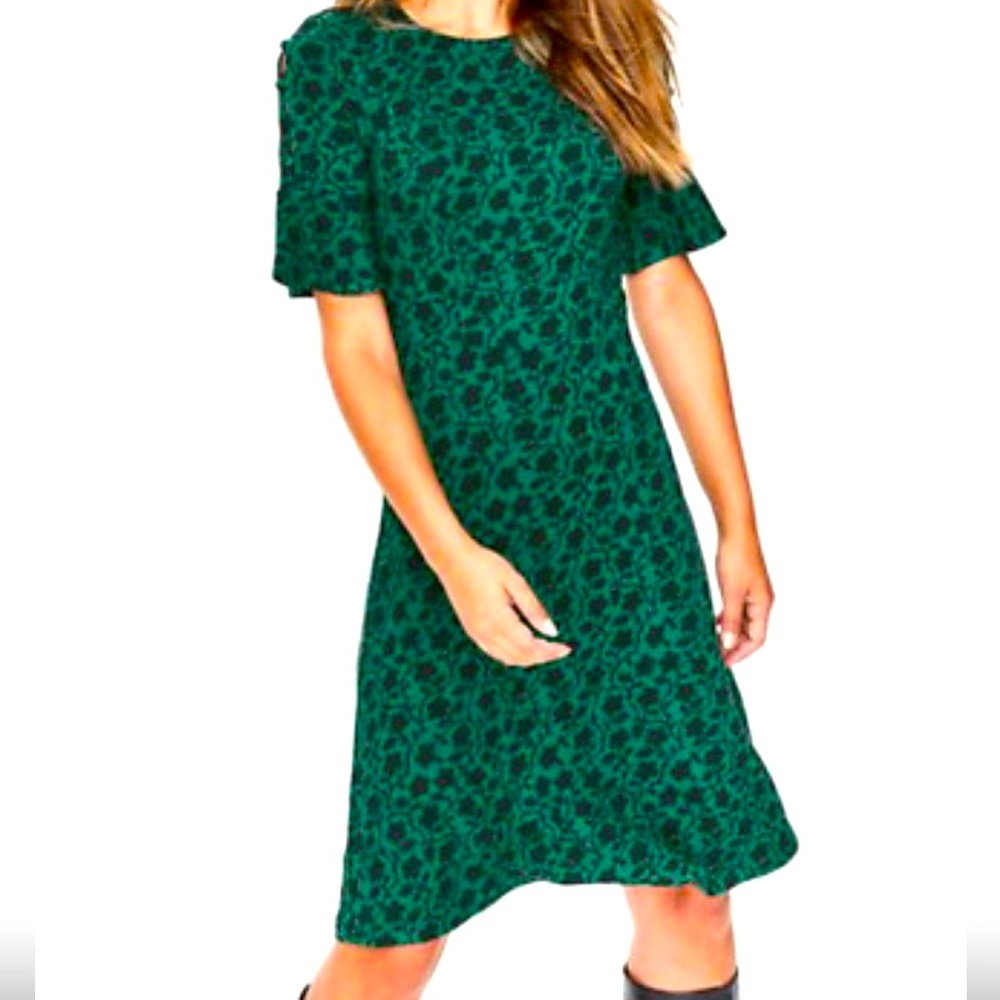 Alexis Boden Green and Navy Peony Jersey Dress